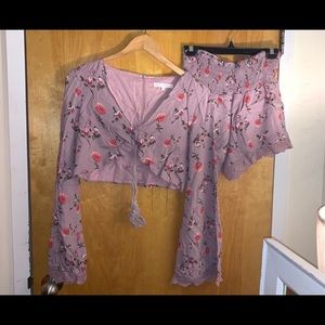 Purple floral two piece set